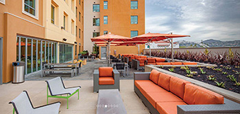 patio view inside South Campus Plaza